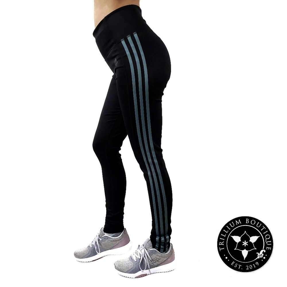 Adidas Climalite Women's 3 Stripe Tights Mid Rise - Picture 5 of 7